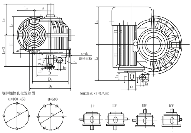 CWS圆弧圆柱蜗轮减速机安装图